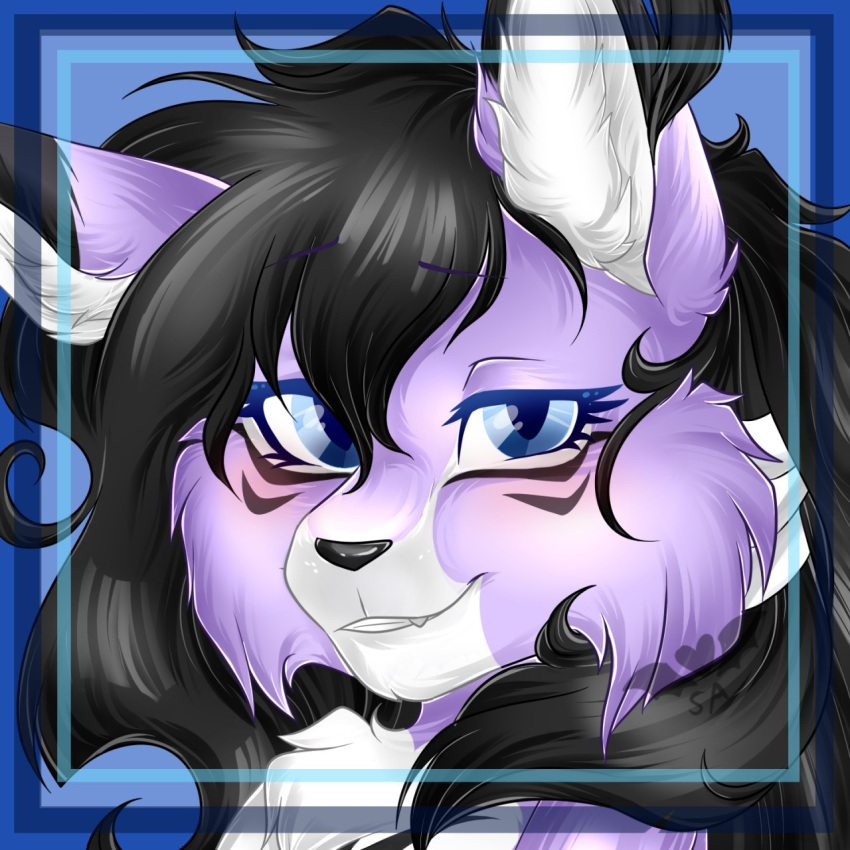 1:1 anthro azria blush cute_fangs domestic_cat felid feline felis female headshot_portrait hi_res icon lavender_(disambiguation) lynx mammal portrait shaded solo sylvia_(azria)