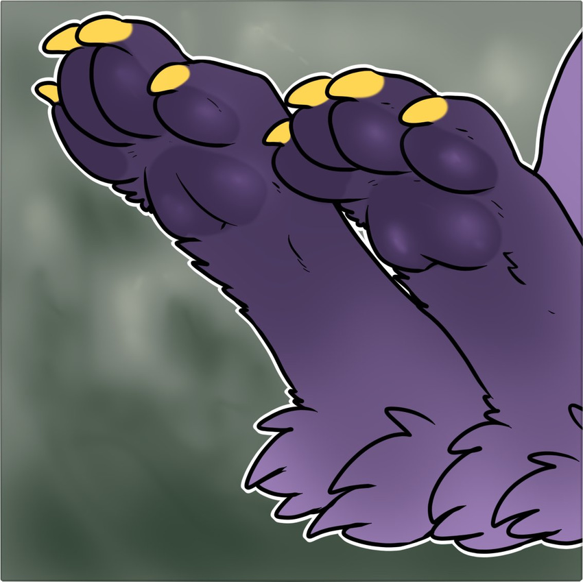 2017 4_toes ambiguous_gender ambiguous_species avoid_posting claws close-up crown damian_(maim) digital_media_(artwork) feet foot_shot fur headgear legs_together maim mammal pawpads paws purple_body purple_fur solo toe_claws toes