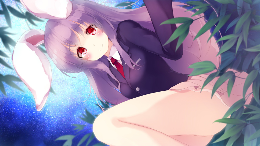 animal_ears blush bunny_ears bunnygirl gengetsu_chihiro long_hair purple_hair red_eyes reisen_udongein_inaba skirt tie touhou