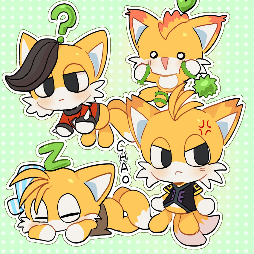 2_tails angry anthro archie_comics canid canine chao_(sonic) cheek_tuft closed_eyes clothing facial_tuft fox group hi_res male mammal mangey_(sonic_prime) miles_(anti-tails) multi_tail netflix pupu7785726 sails_tails sega shirt sleeping sonic_prime sonic_the_hedgehog_(archie) sonic_the_hedgehog_(comics) sonic_the_hedgehog_(series) tail tails tails_nine topwear tuft