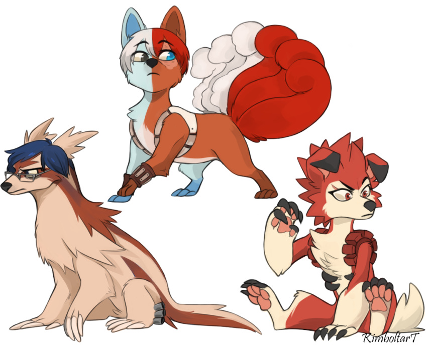 alolan_form alolan_vulpix alternate_species blue_eyes blue_hair brown_body brown_fur canid canine claws eijiro_kirishima eyewear feral fur furrification generation_1_pokemon generation_3_pokemon generation_7_pokemon glasses group hair kimboltart linoone lycanroc male mammal midnight_lycanroc my_hero_academia nintendo pawpads pokemon pokemon_(species) red_body red_fur regional_form_(pokemon) scar sitting split_color split_color_hair tenya_ida todoroki_shouto vulpix white_body white_fur