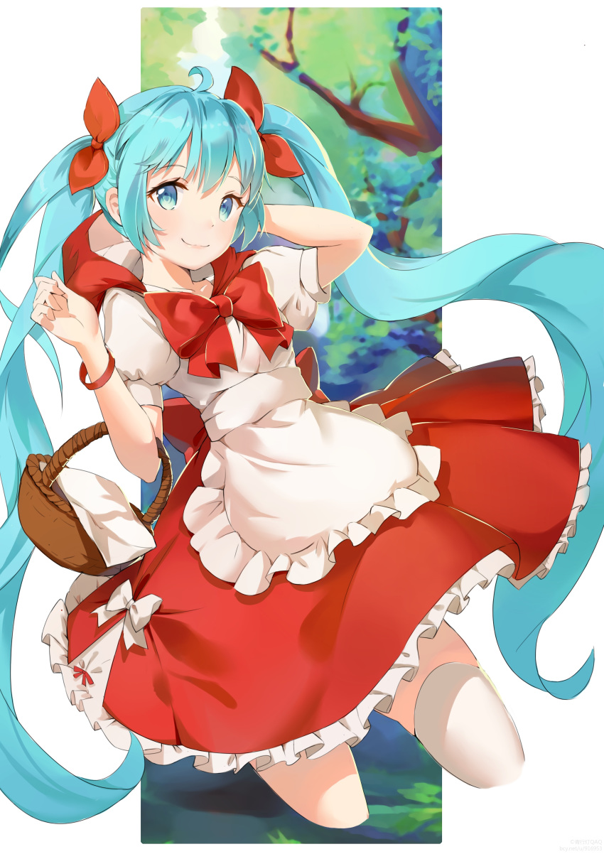 blue_lantern_qaq cosplay dress hatsune_miku little_red_riding_hood_(character) thighhighs vocaloid