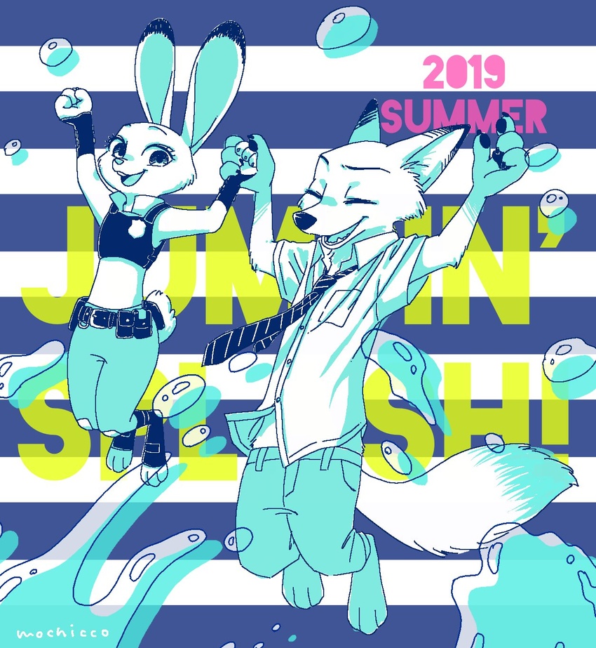 2019 anthro canid canine clothing disney female fox fur hi_res judy_hopps lagomorph leporid male mammal mochicco nick_wilde rabbit red_fox simple_background true_fox zootopia