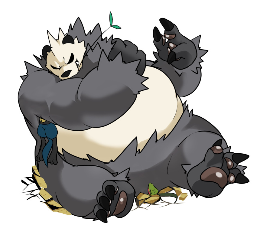 96_gatefield anthro armpit_fetish armpit_play belly big_belly claws feet generation_3_pokemon generation_4_pokemon generation_6_pokemon grovyle hi_res leaf lucario male nintendo on_top overweight overweight_anthro overweight_male pangoro pawpads paws pokemon pokemon_(species) sitting sitting_on_another size_difference smaller_male smothering