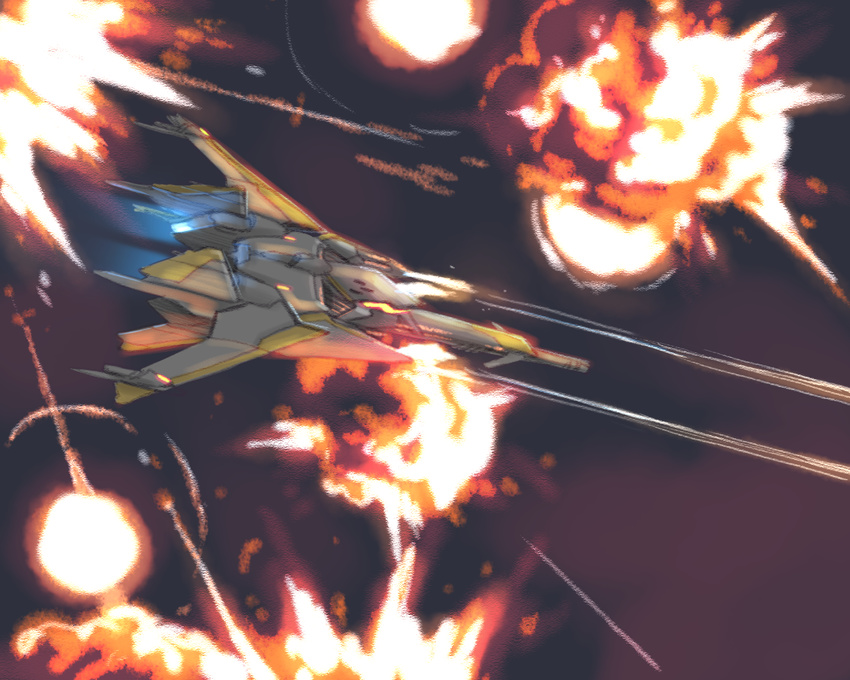 aerial_battle battle commentary_request crybringer dogfight explosion no_humans r-9a_arrowhead r-type science_fiction space spacecraft starfighter