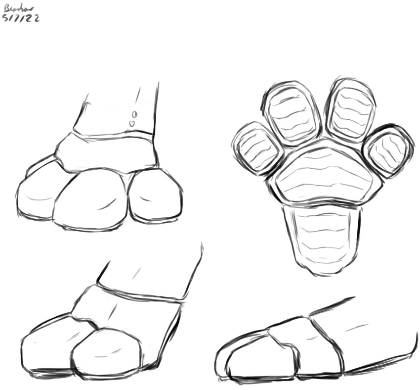 4_toes ambiguous_species bigshow digital_media_(artwork) feet hi_res machine monochrome padded_soles padded_toes pawpads solo toes