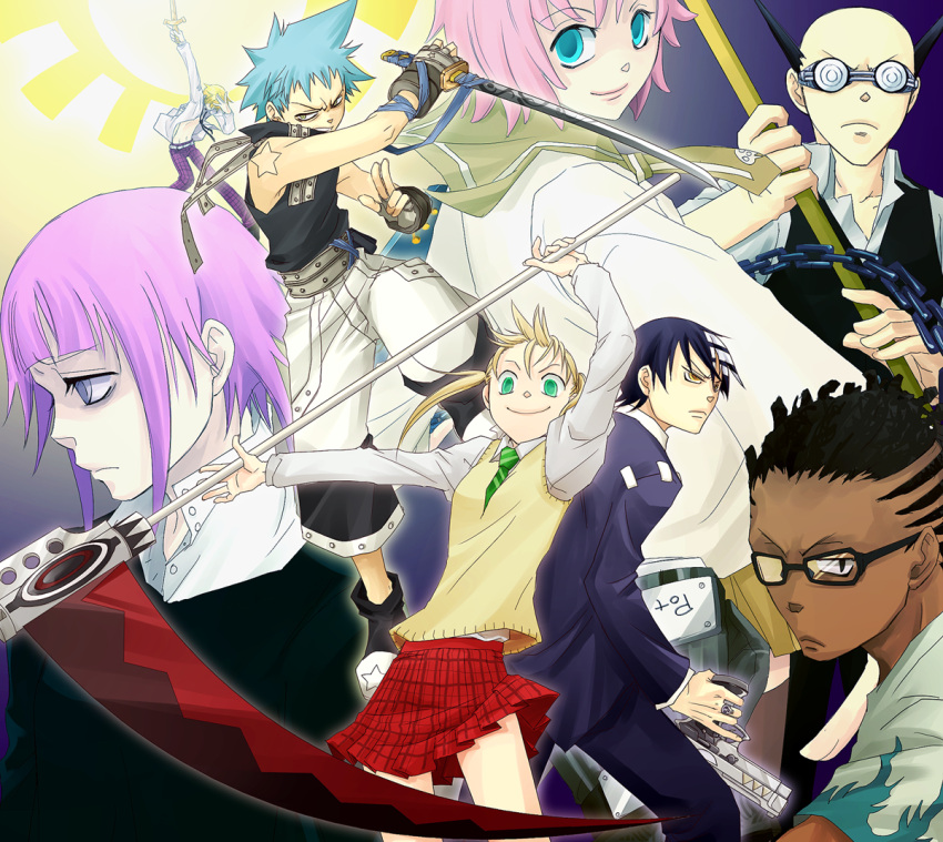 black_star death_the_kid maka_albarn makenshi_chrona ox_ford soul_eater tagme