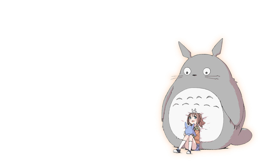 brown_hair chika_(orange_pop) crossover ghibli idolmaster long_hair takatsuki_yayoi tonari_no_totoro totoro twintails