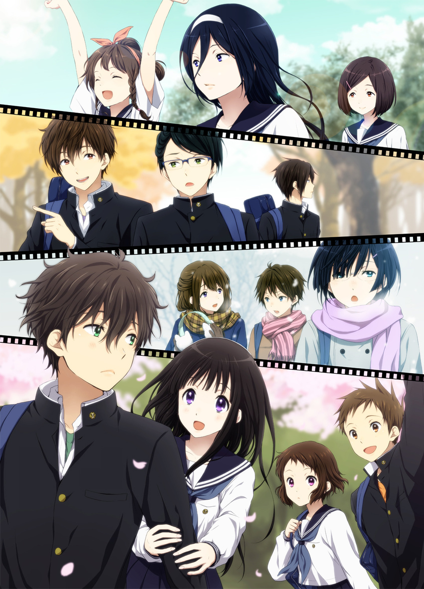 5girls 6+boys bag black_hair brown_hair chitanda_eru coat commentary_request earmuffs eba_kurako everyone fukube_satoshi gakuran glasses highres hyouka ibara_mayaka irisu_fuyumi juumonji_kaho kamiyama_high_school_uniform_(hyouka) kouchi_ayako kugayama_muneyoshi long_hair multiple_boys multiple_girls official_style oreki_houtarou photoshop_(medium) rito453 sawakiguchi_misaki scarf school_uniform serafuku short_hair tanabe_jirou tani_koreyuki toogaito_masashi yuasa_shouko