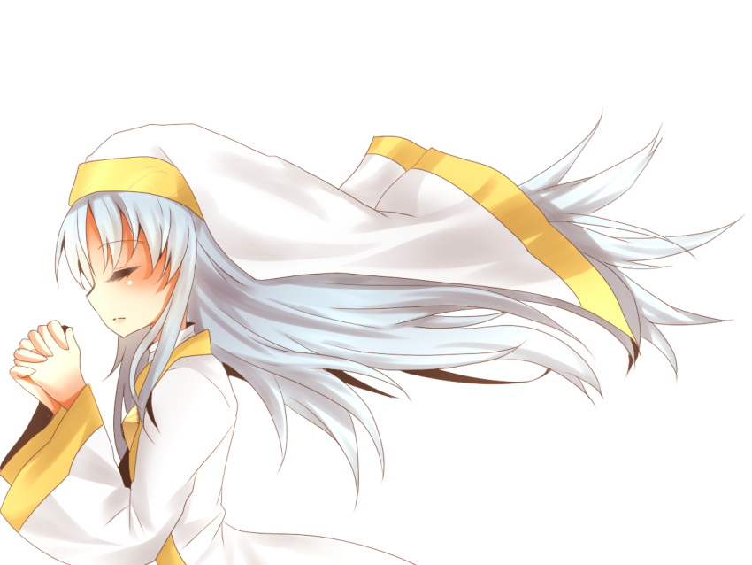 bad_id bad_pixiv_id closed_eyes female grey_hair habit index_(toaru_majutsu_no_index) long_hair nun praying solo toaru_majutsu_no_index yarawi