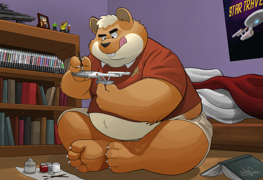 anthro belly cricetid dj-rodney fanboy forebucks forepawz geek hamster male mammal model morbidly_obese nerd obese overweight overweight_male painting paws rodent rodney solo star_trek