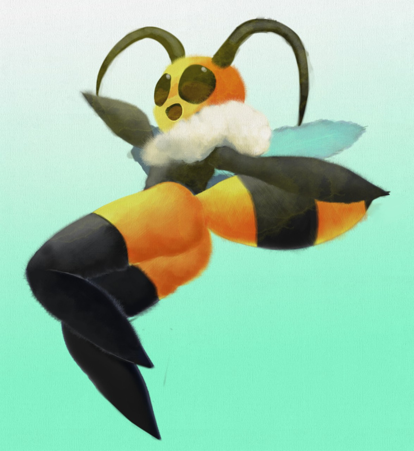 antennae_(anatomy) anthro arthropod ass avoid_posting bee bug_fables evenytron female gradient_background hi_res hymenopteran insect_wings insects leg_markings markings moonsprout_games nude open_mouth simple_background socks_(marking) solo vi_(bug_fables) wings