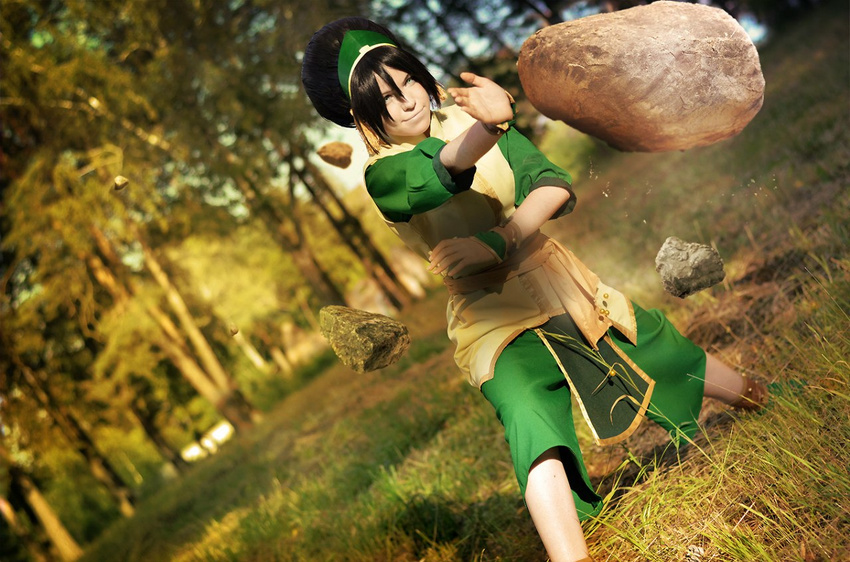 aang avatar:_the_last_airbender avatar_the_last_airbender cosplay earth_bending photo_(object) toph_bei_fong toph_bei_fong_(cosplay)