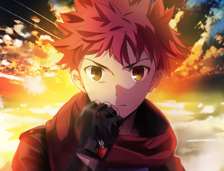 emiya_shirou fate/stay_night magicians red_hair yellow_eyes