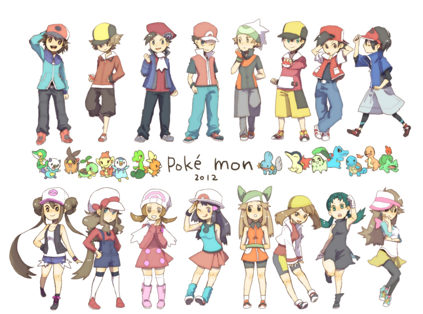 6+boys 6+girls backwards_hat bandana baseball_cap beanie boots brendan_(pokemon) brendan_(pokemon)_(cosplay) bulbasaur charmander chikorita chimchar coat commentary_request cosplay costume_switch cyndaquil dawn_(pokemon) dawn_(pokemon)_(cosplay) dual_persona ethan_(pokemon) ethan_(pokemon)_(cosplay) flame-tipped_tail green_(pokemon) green_(pokemon)_(cosplay) hasumiya hat hilbert_(pokemon) hilbert_(pokemon)_(cosplay) hilda_(pokemon) hilda_(pokemon)_(cosplay) kris_(pokemon) kris_(pokemon)_(cosplay) leaf_(pokemon) leaf_(pokemon)_(cosplay) leggings lucas_(pokemon) lucas_(pokemon)_(cosplay) lyra_(pokemon) lyra_(pokemon)_(cosplay) may_(pokemon) may_(pokemon)_(cosplay) mudkip multiple_boys multiple_girls nate_(pokemon) nate_(pokemon)_(cosplay) oshawott pantyhose pink_footwear piplup pokemon pokemon_(creature) pokemon_bw pokemon_bw2 pokemon_dppt pokemon_emerald pokemon_frlg pokemon_gsc pokemon_hgss pokemon_platinum pokemon_rgby pokemon_rgby_(prototype) pokemon_rse prototype_design red_(pokemon) red_(pokemon)_(cosplay) rosa_(pokemon) rosa_(pokemon)_(cosplay) snivy squirtle starter_pokemon_trio tepig thighhighs torchic totodile treecko turtwig visor_cap winter_clothes