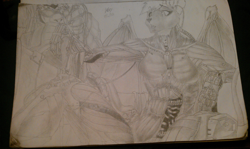 2012 absurd_res anthro avoid_posting cybernetics cyborg dragon female hi_res hybrid machine male metal mimic_dragon mythological_creature mythological_scalie mythology scalie strype traced wings