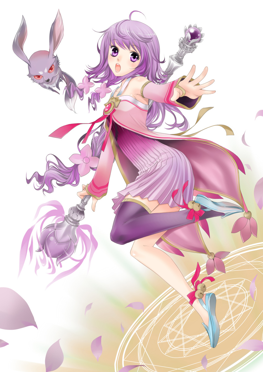 absurdres female highres long_hair magical_girl original purple_eyes purple_hair ratana_satis red_eyes staff