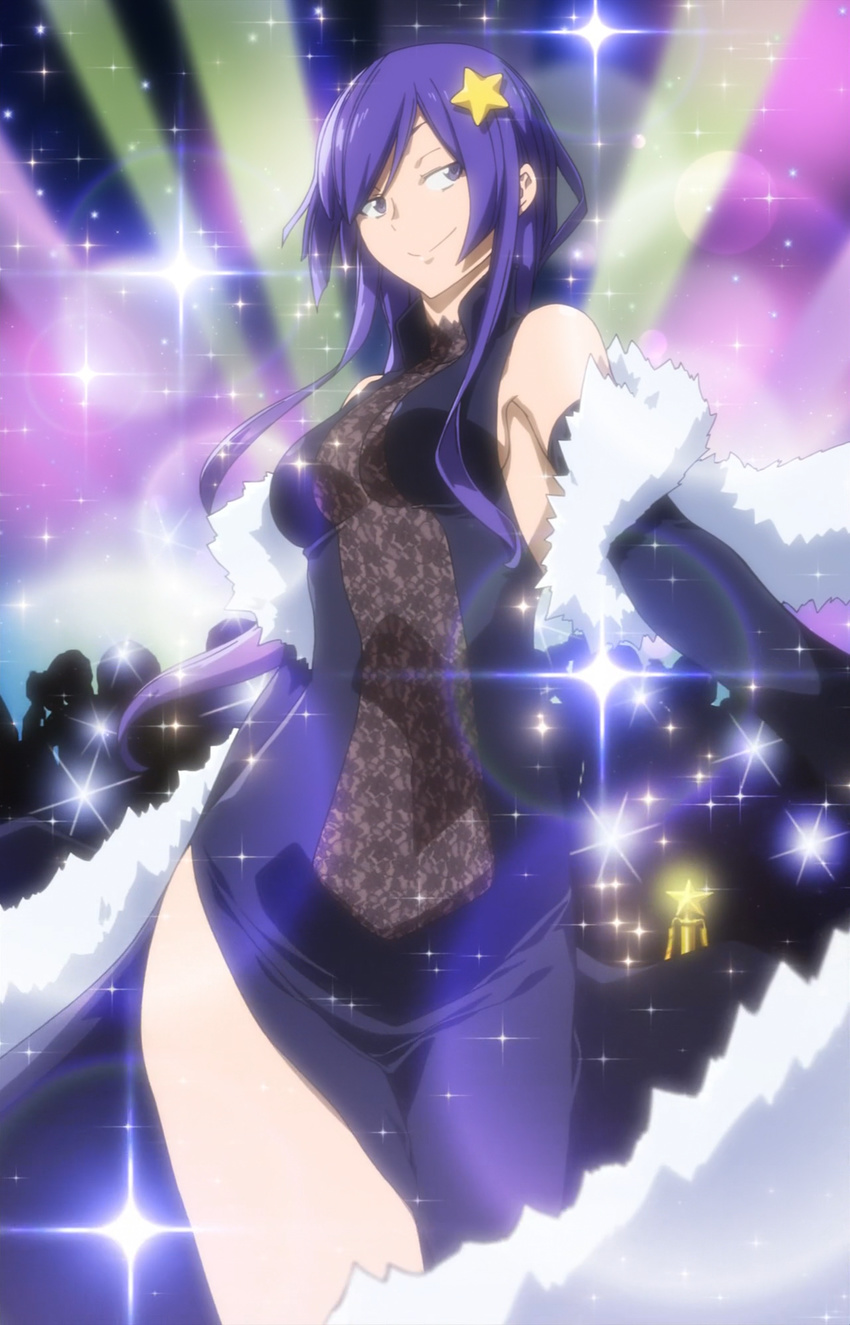 anime_screenshot bare_shoulders dress female gundam gundam_build_fighters gundam_build_fighters_try hair_ornament highres long_hair mihoshi_(gundam_bf) non-web_source solo stitched third-party_edit yasuda_suzuhito