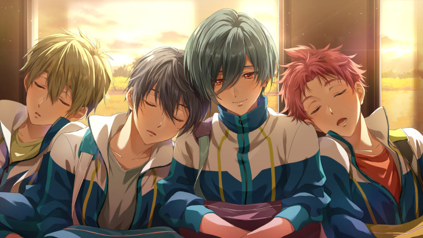 aliasing all_male free! kirishima_ikuya male nanase_haruka shiina_asahi sleeping tachibana_makoto zattape