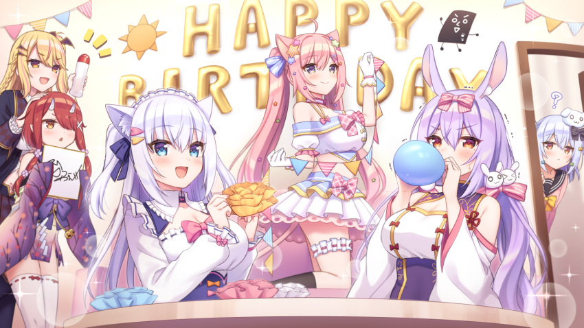 animal_ears aqua_eyes bell blonde_hair blush bow braids breasts bunny_ears bunnygirl catgirl chinese_clothes cleavage demon enomiya_milk foxgirl garter gloves group headdress himesaki_yuzuru hoozuki_warabe horns inuyama_tamaki japanese_clothes kneehighs maid male noripro orange_eyes pink_hair purple_eyes purple_hair red_eyes red_hair school_uniform shirayuki_mishiro skirt sumisaki_yuzuna thighhighs trap twintails vampire white_hair yellow_eyes yumeno_lilith zettai_ryouiki