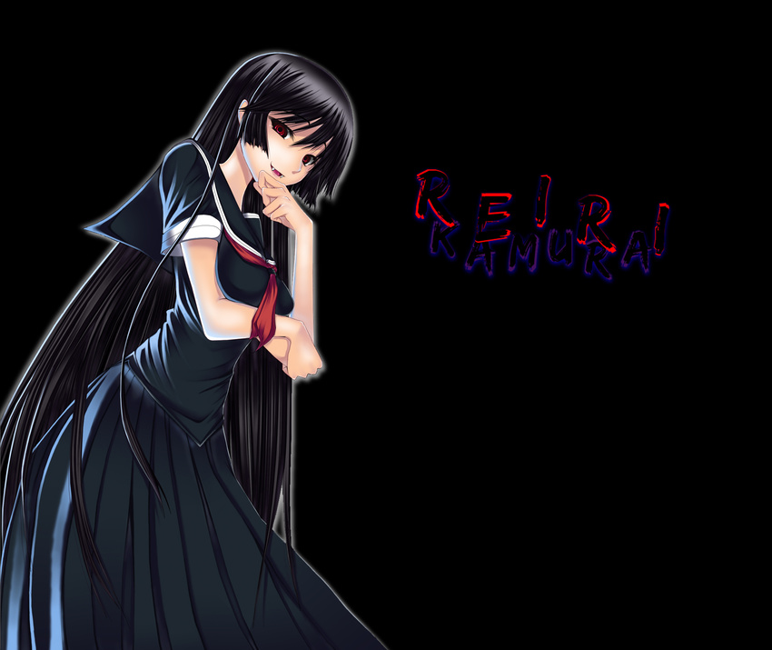 black black_hair kamura_reiri kazuhiro_shimazu long_hair oerba_yun_fang princess_resurrection red_eyes seifuku tie