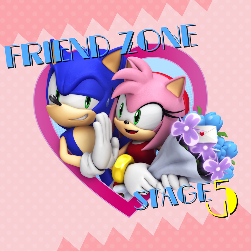 1:1 amy_rose anthro duo eulipotyphlan female flower hedgehog holidays humor male mammal official_art plant pun sega sonic_the_hedgehog sonic_the_hedgehog_(series) unrequited_love valentine's_day