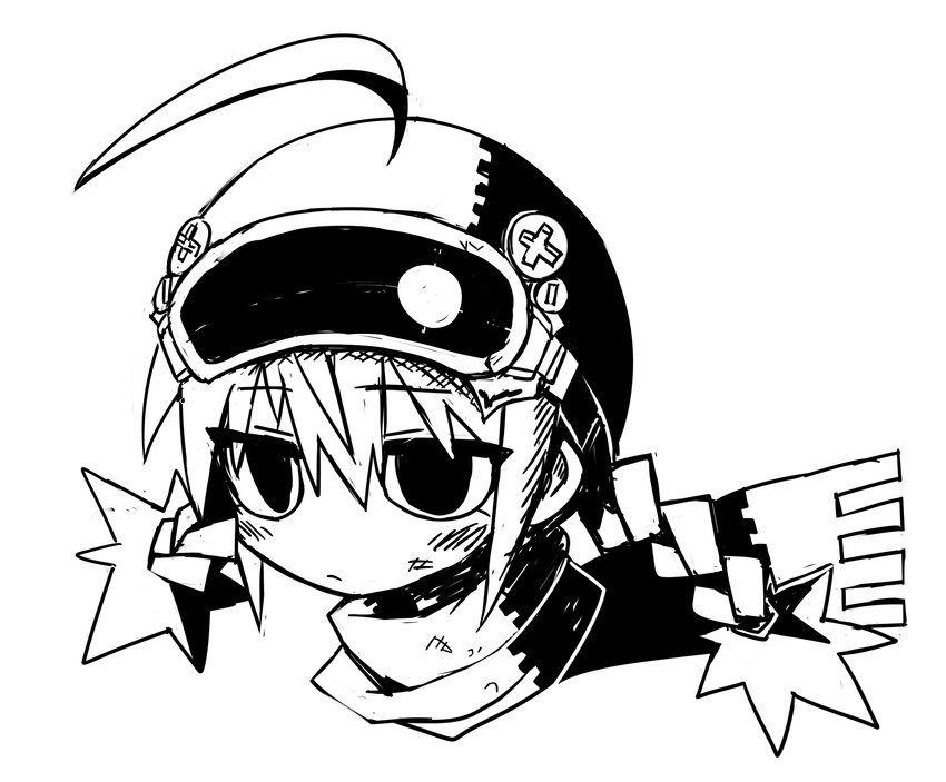 expressionless konohana_saku monochrome twin_braids visor