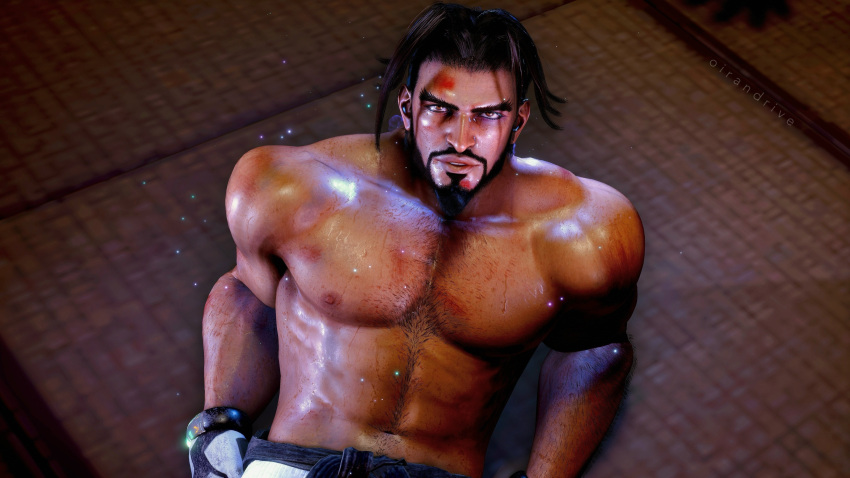 arab arab_male arabian capcom looking_at_viewer male male_only male_pov muscular muscular_male no_visible_genitalia oirandrive on_the_floor rashid shirtless shirtless_male solo solo_male street_fighter street_fighter_6 tan-skinned_male tan_skin