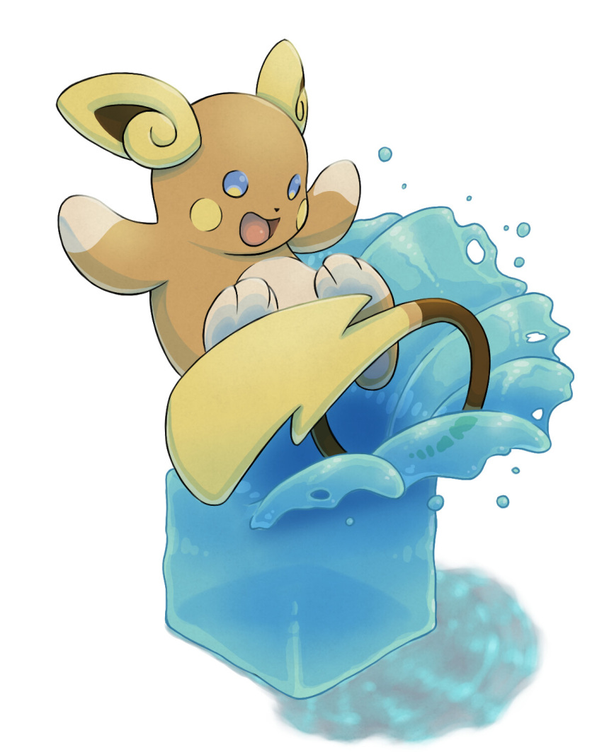 2023 3_toes alolan_form alolan_raichu ambiguous_gender black_nose blue_eyes brown_tail cheek_spots colored cube digital_drawing_(artwork) digital_media_(artwork) featureless_hands feet feral fur generation_7_pokemon gorka_fujimoto_holgado hi_res light lighting mammal multicolored_body multicolored_fur nintendo no_pupils open_mouth open_smile orange_body orange_fur pink_tongue pokemon pokemon_(species) regional_form_(pokemon) shaded simple_background small_nose smile solo surfing tail tail_surfing tan_body tan_fur toes tongue water white_background yellow_cheeks yellow_ears yellow_tail