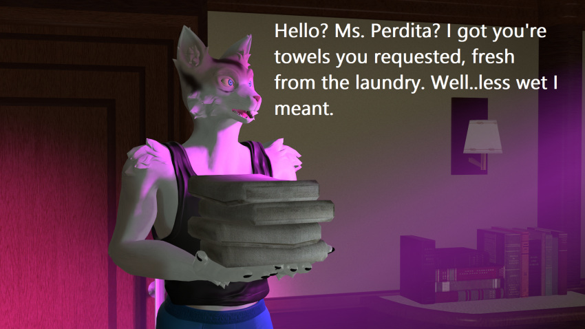 16:9 3d_(artwork) anthro astro_catmew calling cat_(petruz) clothing dialogue digital_media_(artwork) domestic_cat english_text felid feline felis greeting hi_res holding_object male mammal offscreen_character petruz_(copyright) shirt skinny solo source_filmmaker_(artwork) tank_top text topwear towel widescreen