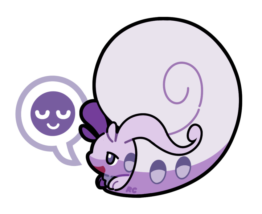 artsy-rc commentary from_side hisuian_goodra no_humans pokemon pokemon_(creature) signature simple_background spoken_expression symbol-only_commentary white_background