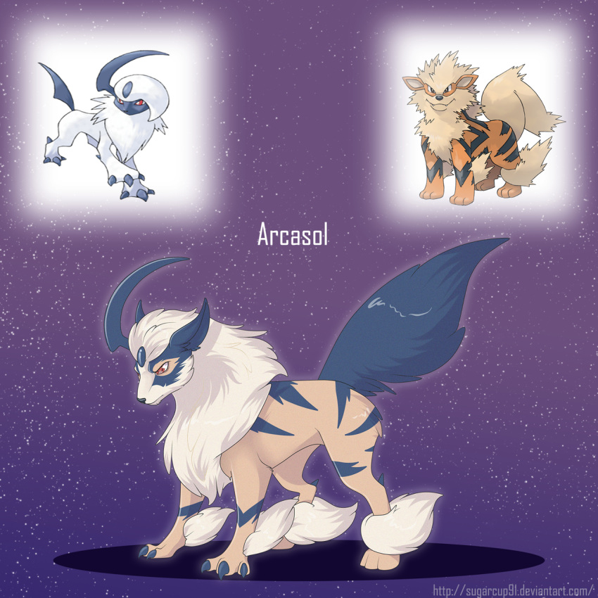 1:1 absol ambiguous_gender arcanine black_markings black_nose blue_horn blue_markings feral fur fusion generation_1_pokemon generation_3_pokemon hi_res horn hybrid markings milk-jug mouth_closed multiple_images nintendo orange_body orange_fur pokemon pokemon_(species) pokemon_fusion quadruped red_eyes side_view solo tan_body tan_fur white_body white_fur