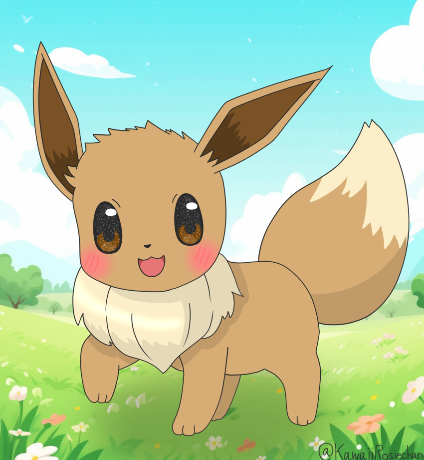 absurd_res eevee generation_1_pokemon hi_res kawaiirosiechan nintendo pokemon pokemon_(species) solo