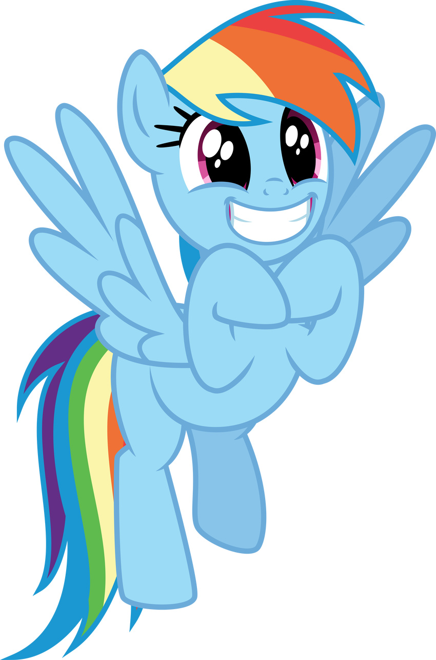 absurd_res alpha_channel blue_body blue_feathers equid equine excited feathered_wings feathers female feral friendship_is_magic fur hair hasbro hi_res mammal multicolored_hair my_little_pony mythological_creature mythological_equine mythology osipush pegasus rainbow_dash_(mlp) rainbow_hair solo wings