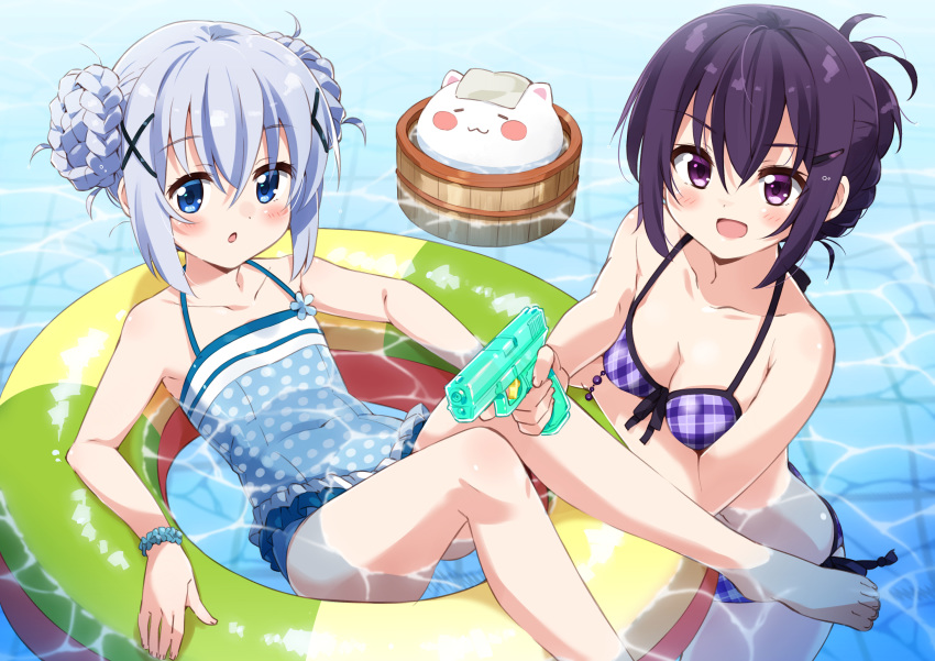 bikini cleavage gochuumon_wa_usagi_desu_ka? kafuu_chino moso swimsuits tedeza_rize tippy_(gochuumon_wa_usagi_desu_ka?)