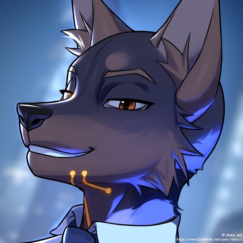 1:1 2023 anthro black_body black_fur black_nose blue_lighting brown_body brown_ears brown_eyes brown_fur building canid canine canis cheek_tuft city clenched_teeth clothed clothing detailed_background digital_media_(artwork) domestic_dog english_text evil_grin eyebrows facial_tuft fluffy fur fur_markings glistening glistening_eyes glistening_nose grin hairless headshot_portrait hi_res inner_ear_fluff light lighting looking_at_another looking_at_viewer looking_away male mammal markings multicolored_body multicolored_fur narrowed_eyes necktie night open_mouth open_smile outside portrait riska_(artist) shirt smile smiling_at_another smiling_at_viewer solo teeth teeth_showing text topwear tuft two_tone_body two_tone_fur url ylsun