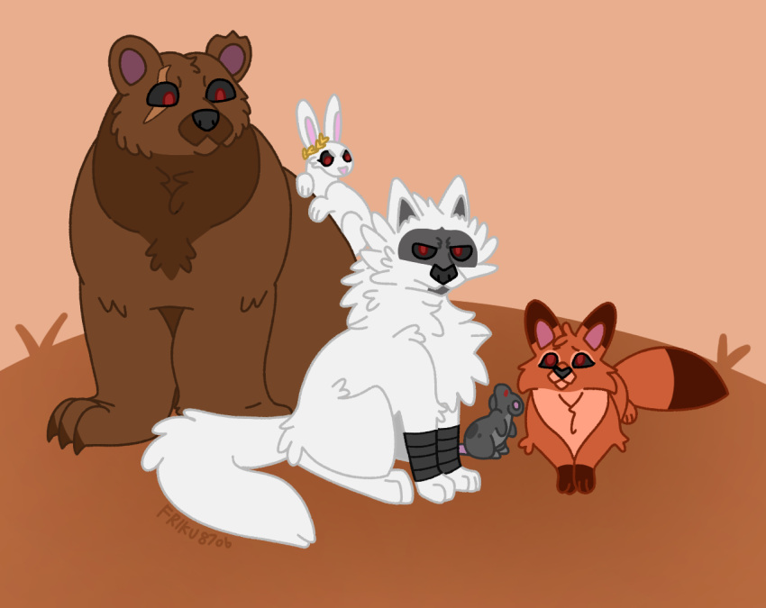 alleycat8706_(artist) angry bear brown_body brown_fur canid canine canis cheek_tuft claws death_(puss_in_boots) dreamworks facial_tuft famine_(plobster) fan_character female feral fluffy fluffy_tail fox fur fuzzy grey_body grey_fur group lagomorph leporid life_(plobster) looking_at_viewer looking_up lying male mammal murid murine neck_tuft orange_body orange_fur pestilence_(plobster) puss_in_boots_(dreamworks) rabbit rat red_eyes red_fox rodent scar sitting sitting_on_ground stare tail true_fox tuft war_(plobster) white_body white_fur wolf