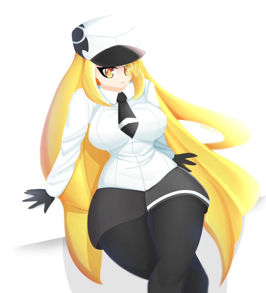 alaki_zezo big_ass big_breasts geoexe gwain_(gwain_saga) gwain_saga hat hourglass_figure huge_ass huge_breasts huge_thighs long_hair short_skirt stockings sweater teacher thick thick_thighs thin_waist tie