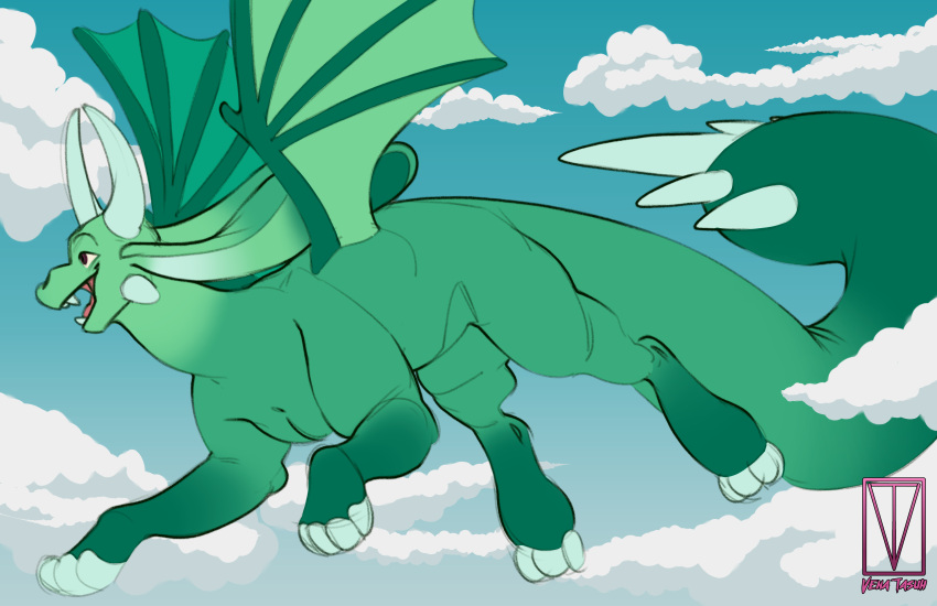 absurd_res cartoon cloud colored_with_background dragon hi_res mythological_creature mythological_scalie mythology scalie sky unnatural_colors vena_tasuh