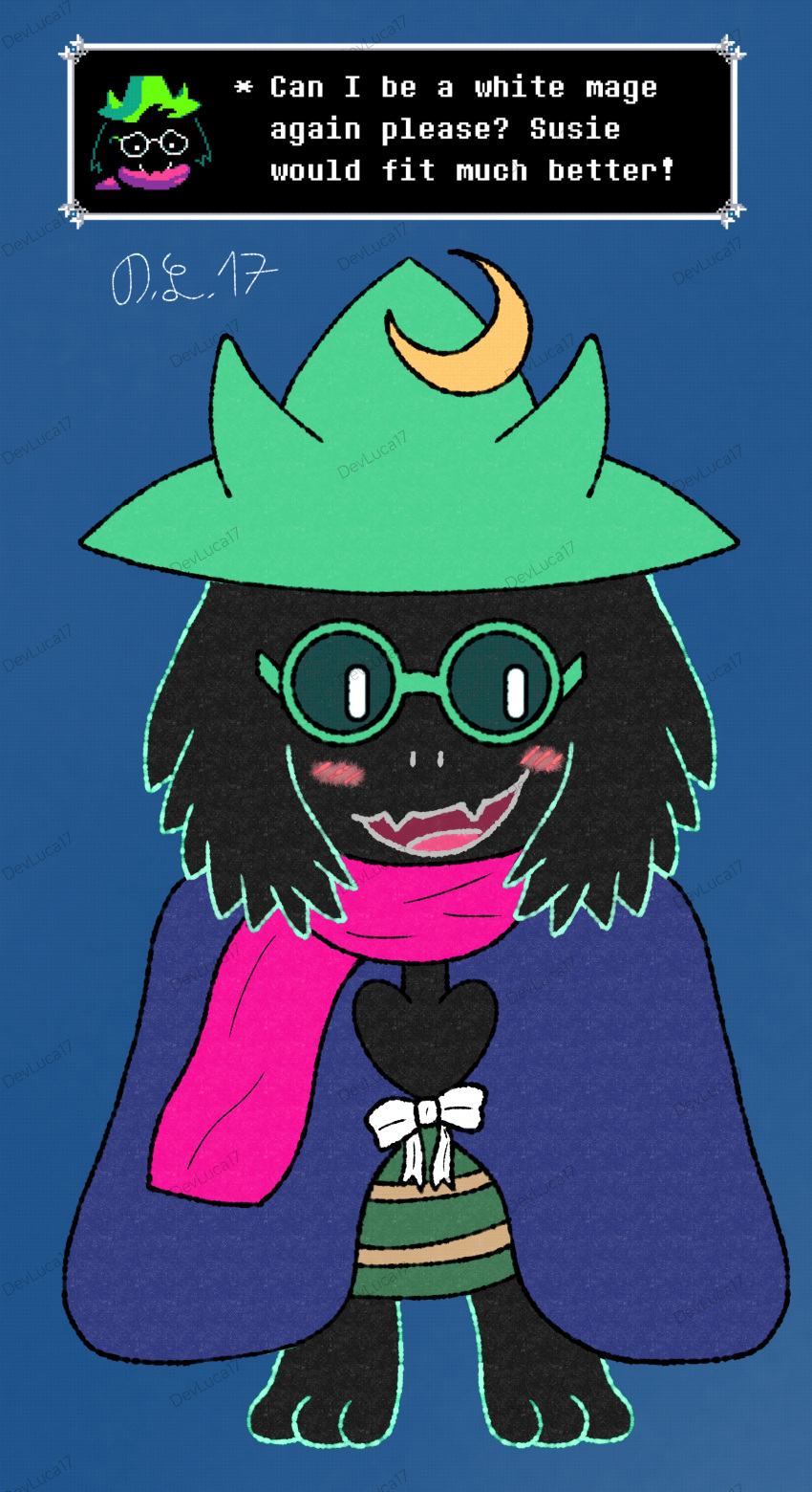 absurd_res anthro black dark deltarune devluca17 final_fantasy hi_res magic_user ralsei smile square_enix undertale_(series)