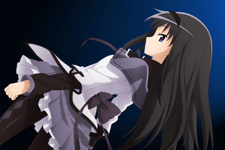 akemi_homura black_hair long_hair mahou_shoujo_madoka_magica over_drive pantyhose wave_ride