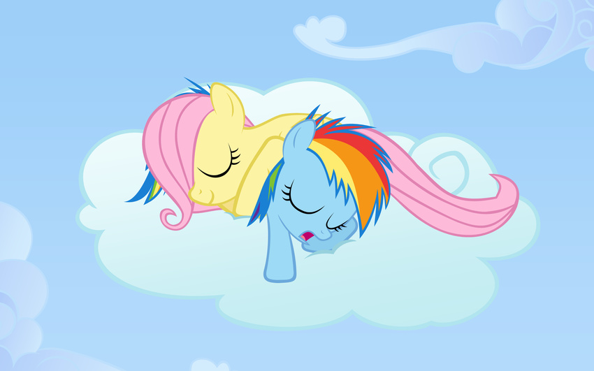 2013 blue_body blue_fur closed_eyes cloud cuddling digital_media_(artwork) duo equid equine feathered_wings feathers female feral fluttershy_(mlp) friendship_is_magic fur hair hasbro hi_res mammal multicolored_hair multicolored_tail my_little_pony mythological_creature mythological_equine mythology open_mouth outside pegasus pink_hair rainbow_dash_(mlp) rainbow_hair rainbow_tail sky skyscape sleeping smile tail wings yellow_body yellow_feathers yellow_fur young young_feral zacatron94