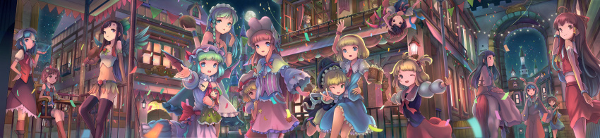 6+girls :3 :q :t absurdres ahoge alcohol alice_margatroid alternate_costume alternate_eye_color alternate_hair_length alternate_hairstyle amusement_park animal_ears animal_hood arch arm_up armchair asymmetrical_wings awning bad_id bad_pixiv_id balcony bangle banner bare_shoulders barrel bat_wings beer beer_mug belt beret black_eyes black_hair black_wings blonde_hair blue_eyes blue_hair blunt_bangs boned_meat boots bow bowl bracelet braid brick_wall brown_eyes brown_hair brown_legwear building candle chair chandelier character_doll chen christmas_lights confetti cow_horns crescent cross cross_necklace cup detached_sleeves dezombification door drawing_(object) dress drinking_glass elbow_gloves eyeball flandre_scarlet food full_moon gloves grey_hair hair_bobbles hair_ornament hair_tubes hairband hairbow hakurei_reimu hand_on_forehead hand_on_glass hand_on_own_hip hands_up hat hat_ribbon heart hiding highres holding holding_cup hong_meiling hood horns horse houjuu_nue hug inaba_tewi instrument izayoi_sakuya jewelry kirisame_marisa kneehighs komeiji_satori lamp light_purple_hair long_hair long_sleeves looking_away lute_(instrument) maid maid_headdress meat midriff miniskirt miyako_yoshika moon mug multiple_girls navel necklace night night_sky oerba_yun_fang ofuda one_eye_closed open_mouth open_window outdoors outstretched_arms patchouli_knowledge peeking_out pink_eyes pink_hair pole puffy_long_sleeves puffy_short_sleeves puffy_sleeves purple_eyes purple_hair rabbit_ears rabbit_hood red_eyes reisen_udongein_inaba reiuji_utsuho remilia_scarlet ribbon rumia sanntouhei sarashi sash shelf shirt short_hair short_sleeves shorts side_braid side_ponytail sign sitting sitting_on_animal skirt skirt_set sky sleeveless sleeveless_dress smile socks spread_arms star_(symbol) statue string string_of_flags string_of_light_bulbs striped_clothes striped_dress swept_bangs table thighhighs third_eye tiara tongue tongue_out touhou tower town upside-down v wide_image wide_sleeves window wine wine_glass wings witch_hat wrist_cuffs yakumo_yukari