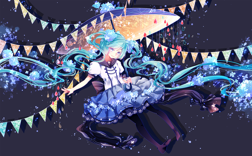 dress hatsune_miku shuuumatsu twintails umbrella vocaloid