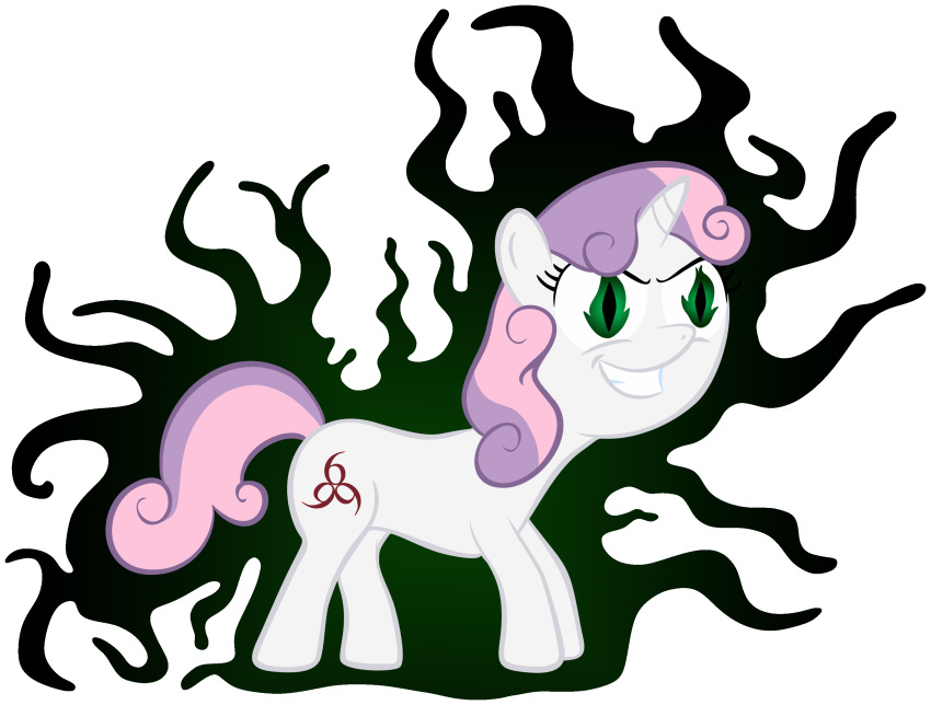 666 alpha_channel cutie_mark dark_magic demon equid equine female feral friendship_is_magic hasbro hi_res horn mammal my_little_pony mythological_creature mythological_equine mythology notaponyusername possession quadruped rbd_presents smile solo sweetie_belle_(mlp) tail thrackerzod unicorn young young_feral