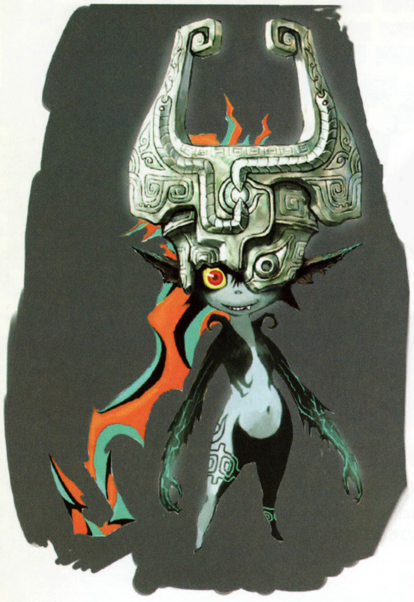 crown highres imp imp_midna midna nintendo one_eye_covered orange_hair pointy_ears popped_collar red_eyes the_legend_of_zelda the_legend_of_zelda:_twilight_princess toothy_smile twilight_princess