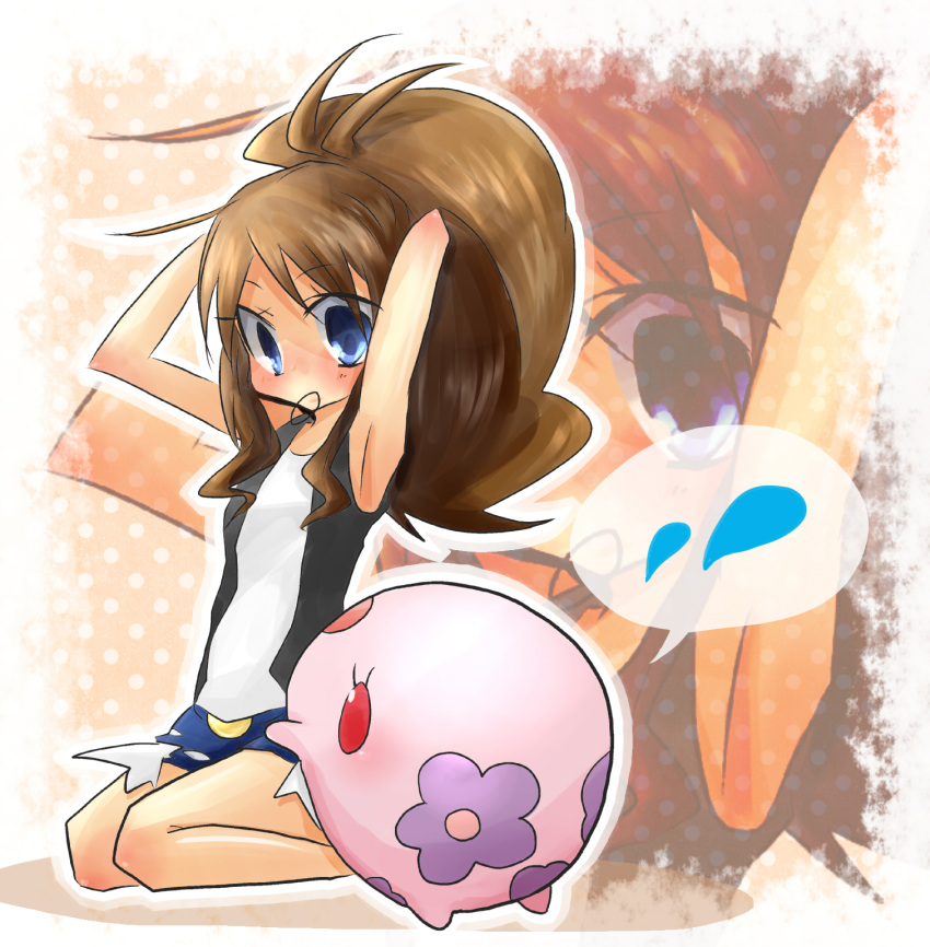 blue_eyes brown_hair female highres munna pokemon pokemon_(game) pokemon_bw ponytail shorts touko_(pokemon)