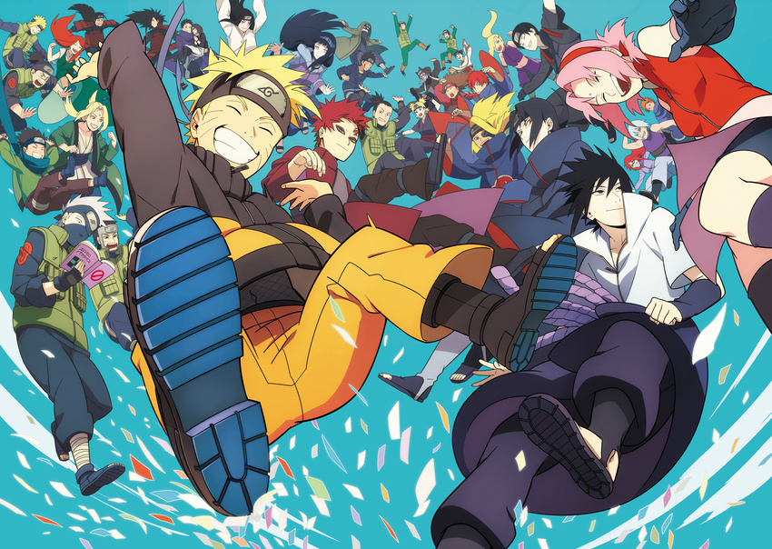 6+boys 6+girls aburame_shino akimichi_chouji armor black_hair blonde_hair blue_eyes brown_hair carrying commentary_request deidara_(naruto) double_bun everyone falling father_and_son forehead_protector gaara_(naruto) gloves grandfather_and_granddaughter grey_hair hair_bun hair_over_one_eye hatake_kakashi highres hoozuki_suigetsu husband_and_wife hyuuga_hinata hyuuga_neji ino_yamanaka inuzuka_kiba juugo_(naruto) kankurou_(naruto) karin_(naruto) long_hair mask might_guy mother_and_son multiple_boys multiple_girls namikaze_minato nara_shikamaru naruto naruto_(series) naruto_shippuuden nohara_rin oba-min photoshop_(medium) pink_hair ponytail princess_carry red_eyes red_hair rock_lee sai_(naruto) sakura_haruno sarutobi_konohamaru sasori_(naruto) scar senju_hashirama short_hair siblings smile spiked_hair temari_(naruto) tenten_(naruto) tsunade_(naruto) uchiha_itachi uchiha_madara uchiha_obito uchiha_sasuke umino_iruka uzumaki_kushina uzumaki_naruto very_long_hair white_eyes yamato_(naruto)