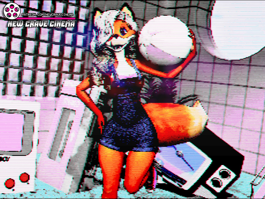 3d_(artwork) canid canine clothing digital_media_(artwork) female fox game_boy game_boy_family hi_res mammal new_crave_cinema nintendo overalls retro smile stacy_kotlowski tape_player