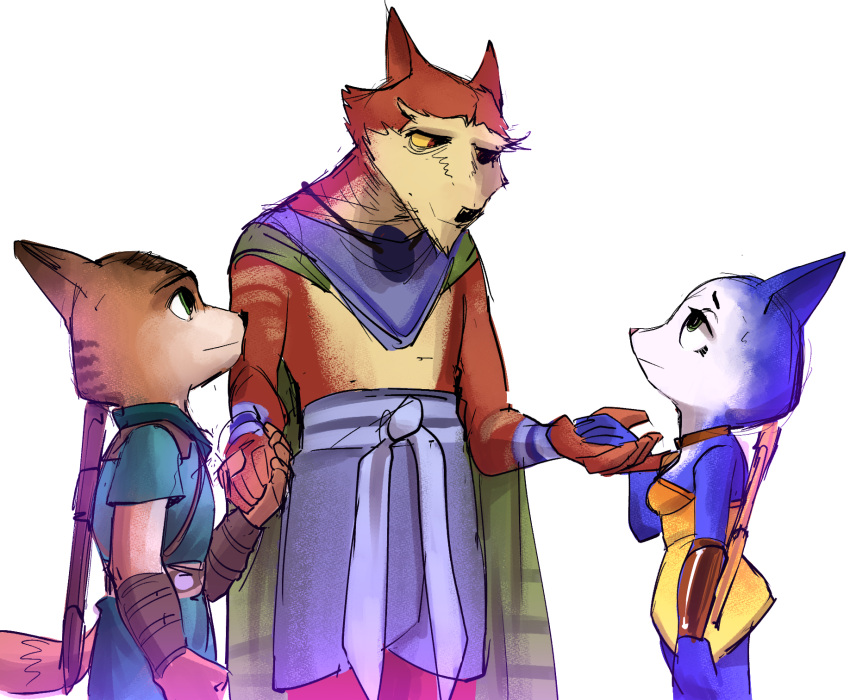 adopted_(lore) adopted_daughter_(lore) adoptive_father_(lore) adoptive_sibling_(lore) anthro armor bottomwear breasts canid canine canis captainjingo choker clothing dinosaur_planet dress father_(lore) father_and_child_(lore) father_and_son_(lore) female fox green_eyes group hand_holding hi_res jewelry krystal's_staff krystal_(dinosaur_planet) loincloth male mammal minidress natural_breasts necklace parent_(lore) parent_and_child_(lore) parent_and_son_(lore) pear-shaped_figure prick_ears randorn_(dinosaur_planet) rareware red_eyes sabre_(dinosaur_planet) skimpy_dress son_(lore) staff tribal trio tube_dress vambrace warrior wide_hips wolf